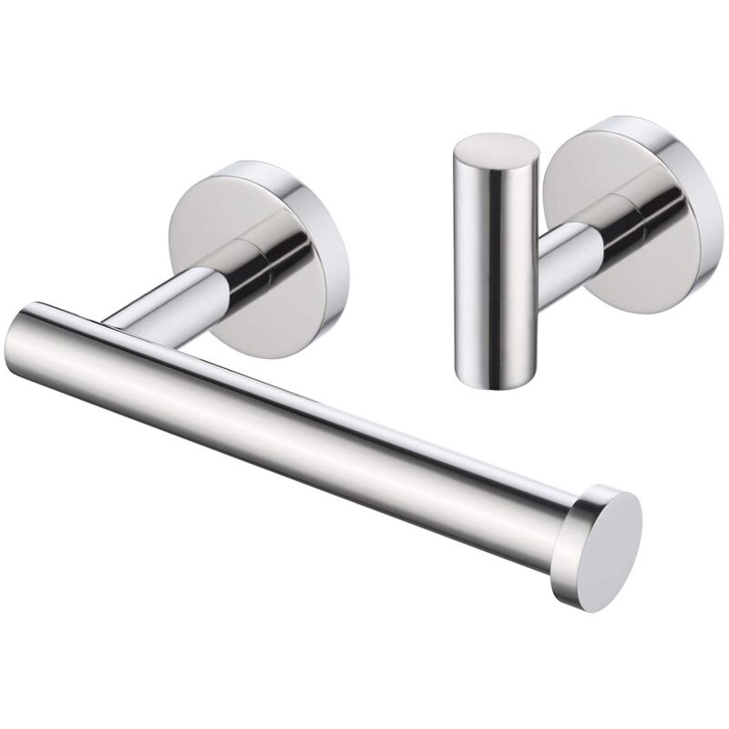 foto del prodotto zvd 2 piece bathroom accessory set wall mounted toilet paper holder and towel hook set self adhesive sus304 stainless steel polished