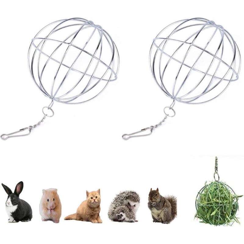 foto del prodotto zvd 2 piece hanging feeding ball feeder toy, stainless steel frame and anti bite feeding ball