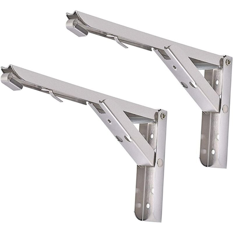 foto del prodotto zvd 2 piece wall mounted folding shelf brackets triangular folding shelf brackets space saving workbench table brackets stainless steel f 8 