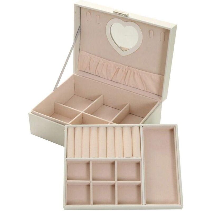 foto del prodotto zvd 2 tier jewelry storage box with mirror rings earrings display necklace bracelet storage case