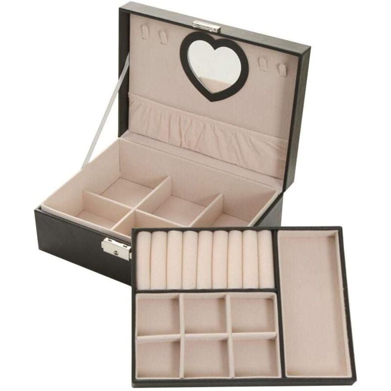 foto del prodotto zvd 2 tier jewelry storage box with mirror rings earrings display necklace bracelet storage case