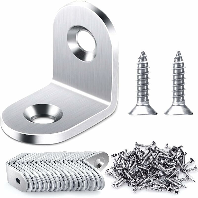 foto del prodotto zvd 20 pcs 20x20mm right angle bracket, stainless steel angle bracket 90 degree corner bracket, l shaped angle bracket come with screws