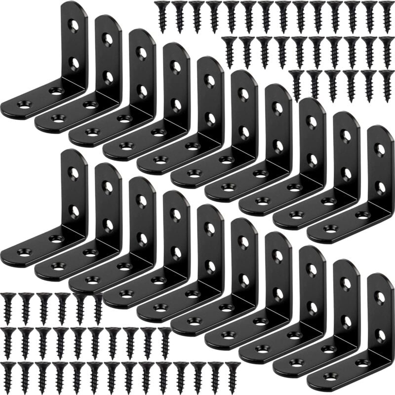 foto del prodotto zvd 20pcs right angle black mounting bracket l shaped bracket angle bracket 90 degree stainless steel metal bracket 4040mm