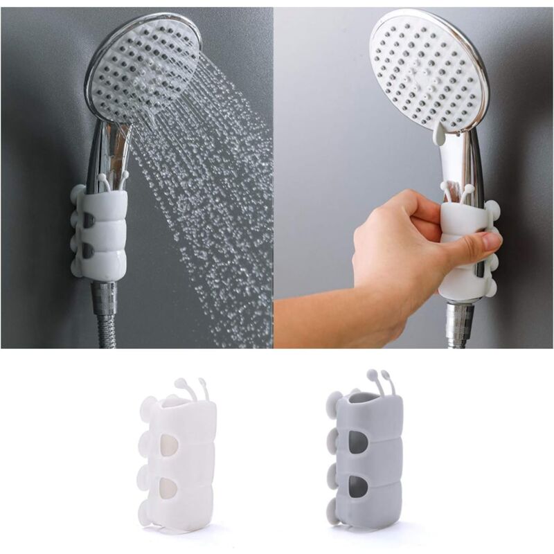 foto del prodotto zvd 2pcs handheld shower holder wall mount silicone suction cup marble glass metal ceramic no drilling required