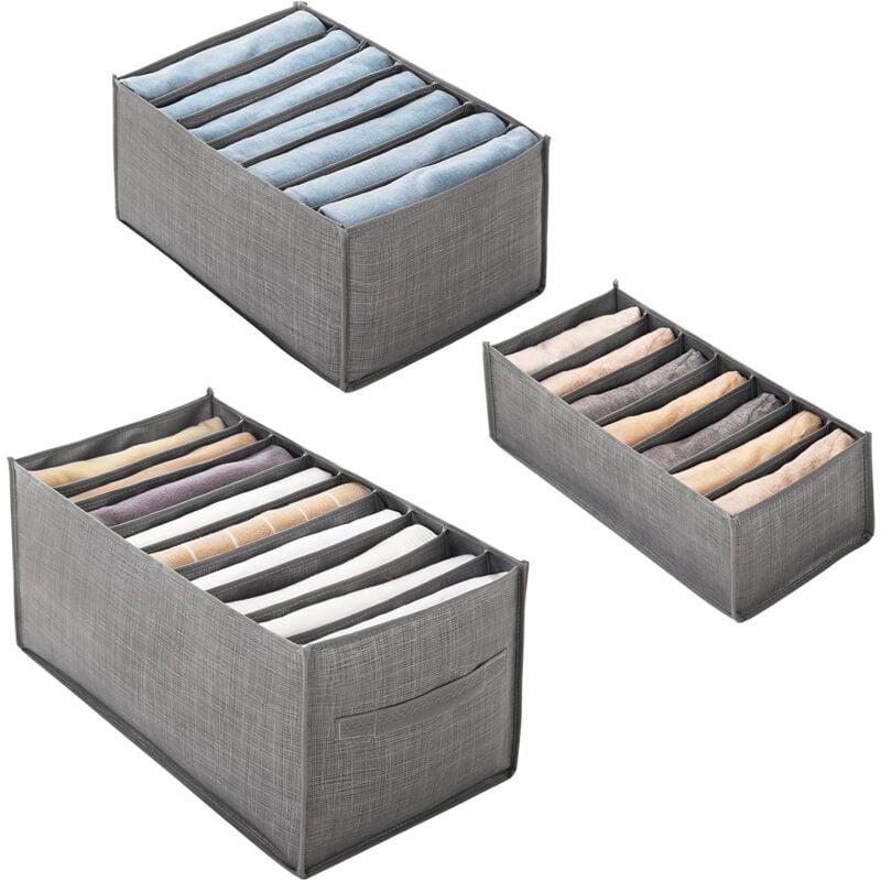 foto del prodotto zvd 3 pieces drawer organizer, washable foldable clothes organizer, wardrobe clothes organizer with compartments for jeans t shirt socks 7, 7, 9