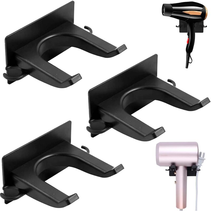 foto del prodotto zvd 3 pieces hair dryer holder universal multifunctional wall mount compatible bathroom hair salon