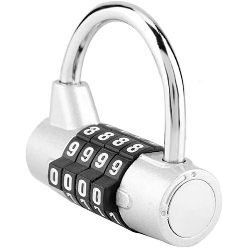 foto del prodotto zvd 4 digit combination padlock, 4 digit outdoor combination padlock for travel locker suitcase gym, security combination padlock silver 