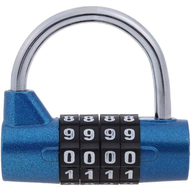 foto del prodotto zvd 4 digit resettable combination padlock for gym locker, outdoor, fence, sheds, garage door blue 