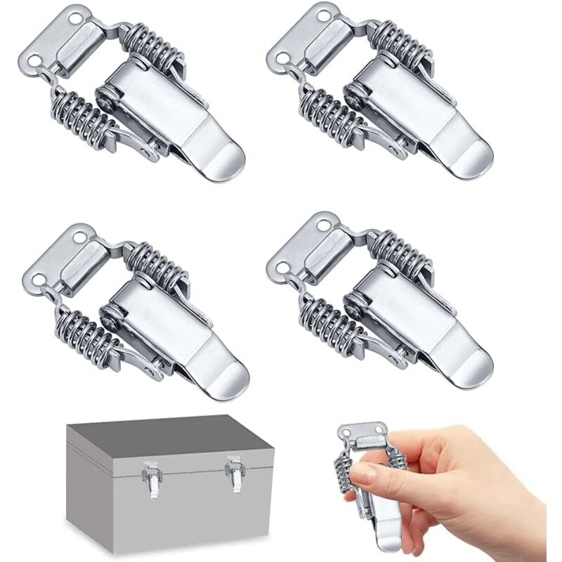 foto del prodotto zvd 4 pcs stainless steel spring lever latch tension latch toggle tension latch box latch lever lock for suitcase, drawer tool box medical box