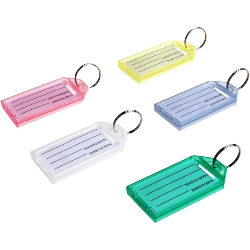 foto del prodotto zvd 40 pezzi di etichette portachiavi in plastica etichette portachiavi con anello diviso, colori assortiti