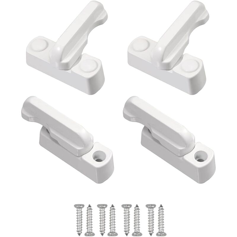 foto del prodotto zvd 4pcs security locks, window rotation limiter with screws, white window latches, sash blocker jammer locks for various door and window and home