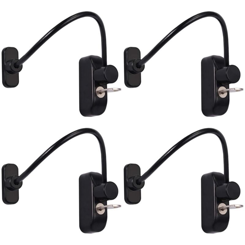 foto del prodotto zvd 4pcs sliding lock window door stay lock sliding door blocks baby child security latch cable catch wires black with stainless steel key garage