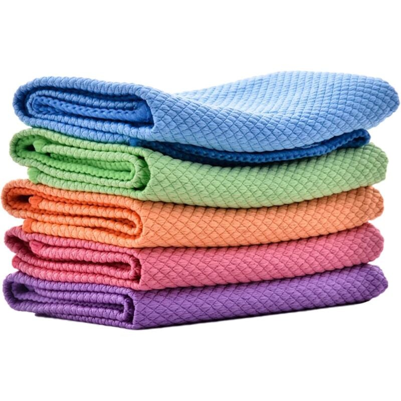 foto del prodotto zvd 5pcs colorful microfiber cleaning cloths reusable cleaning cloths microfiber cleaning cloths for home kitchen car glass, 40x30cm