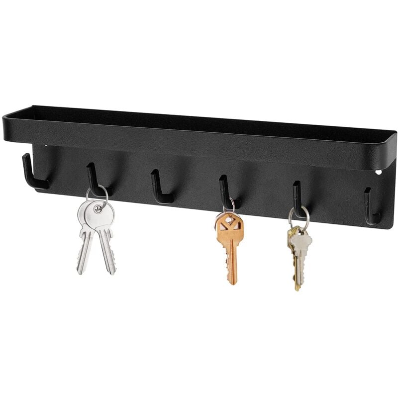 foto del prodotto zvd 6 hook wall mounted key holder, adhesive mail organizer with key hooks, decorative wall shelf for entryway, hallway, home black 