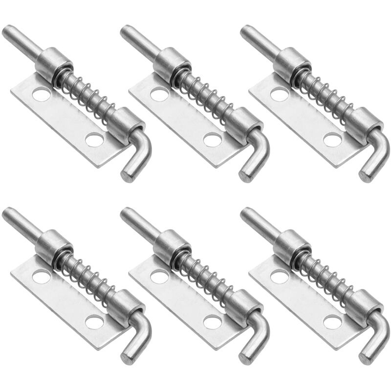 foto del prodotto zvd 6 pcs door latch, shed door lock, 304 stainless steel bolt, galvanized spring lock, for bathroom, toilet, shed, bedroom, easy to assemble,