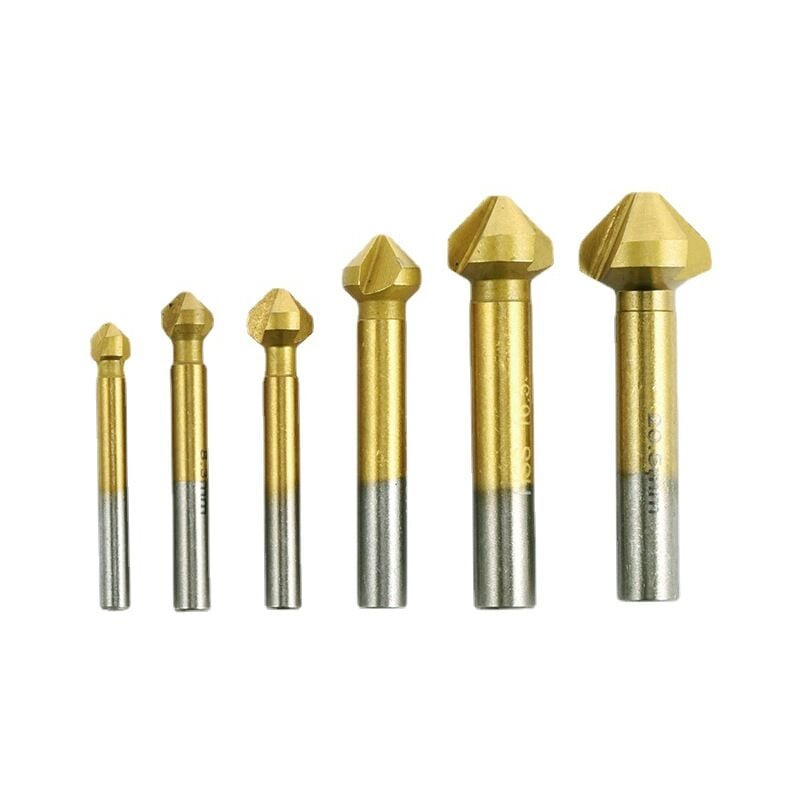 foto del prodotto zvd 6 piece 90 cutter set hss cutter set, titanium coated 6.3 20.5 mm bur taper bur set 