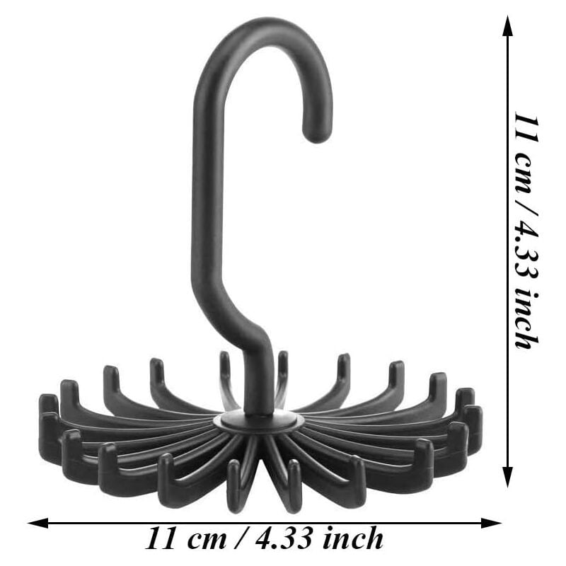foto del prodotto zvd 6 pieces tie rack, tie holder hanger, tie holder organizer, 360 degree non slip plastic adjustable twirl organizer hanger for tie, belt, sock