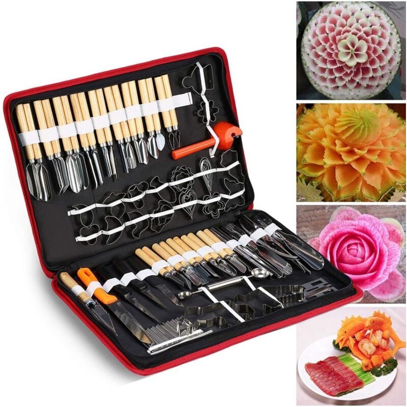 foto del prodotto zvd 80 pcs culinary carving tool kit, culinary carving peeling tool kit for fruit and vegetable garnish