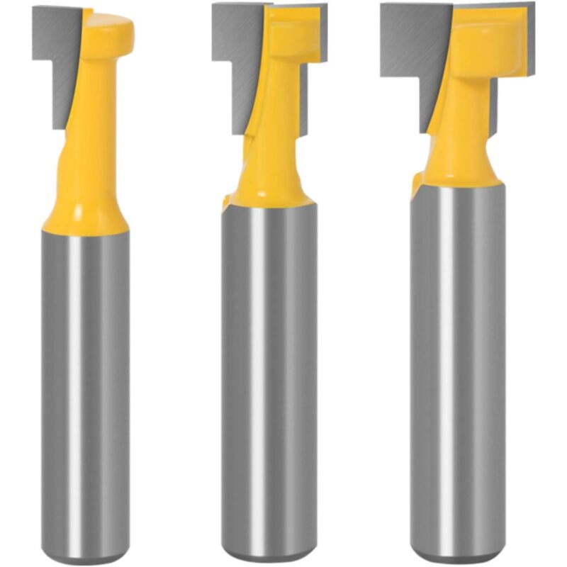 foto del prodotto zvd 8mm shank t slot cutter set, 3 piece t slot woodworking drill bits woodworking cutters woodworking tools