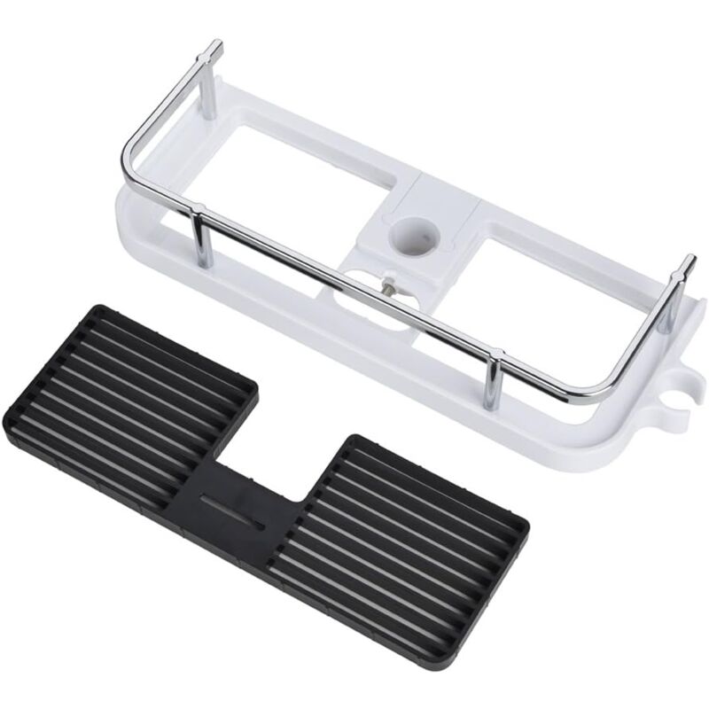 foto del prodotto zvd abs plastic adjustable telescopic shower shelf, bathroom organizer soap holder for storing shampoo soap, no drilling mounting for 19mm 25mm