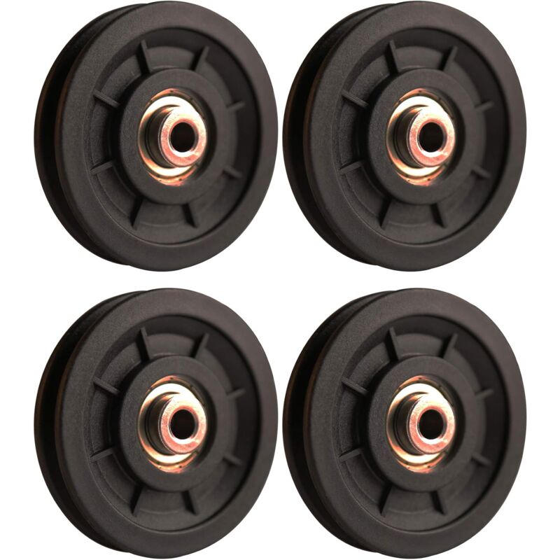 foto del prodotto zvd accessorio di sollevamento, 4 pezzi 110mm cuscinetto puleggia in nylon, puleggia muscolare, ruota universale per macchina via cavo attrezzatura