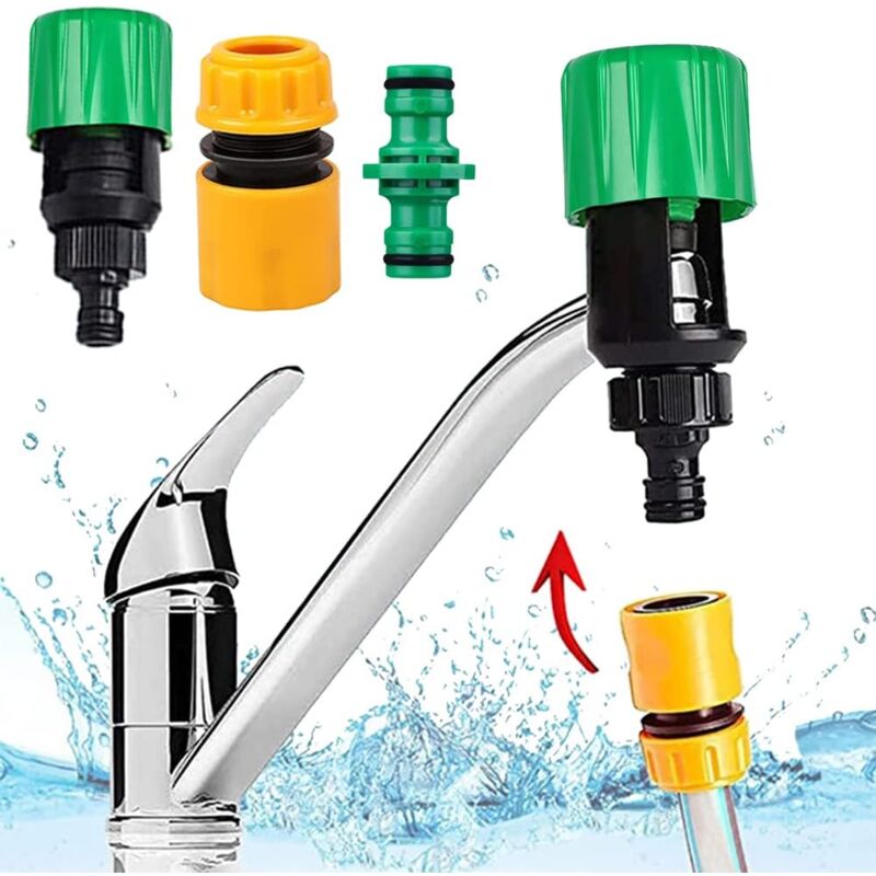 foto del prodotto zvd adattatore universale per tubo flessibile del rubinetto per cucina e giardino confezione da 3 connettori per tubo flessibile