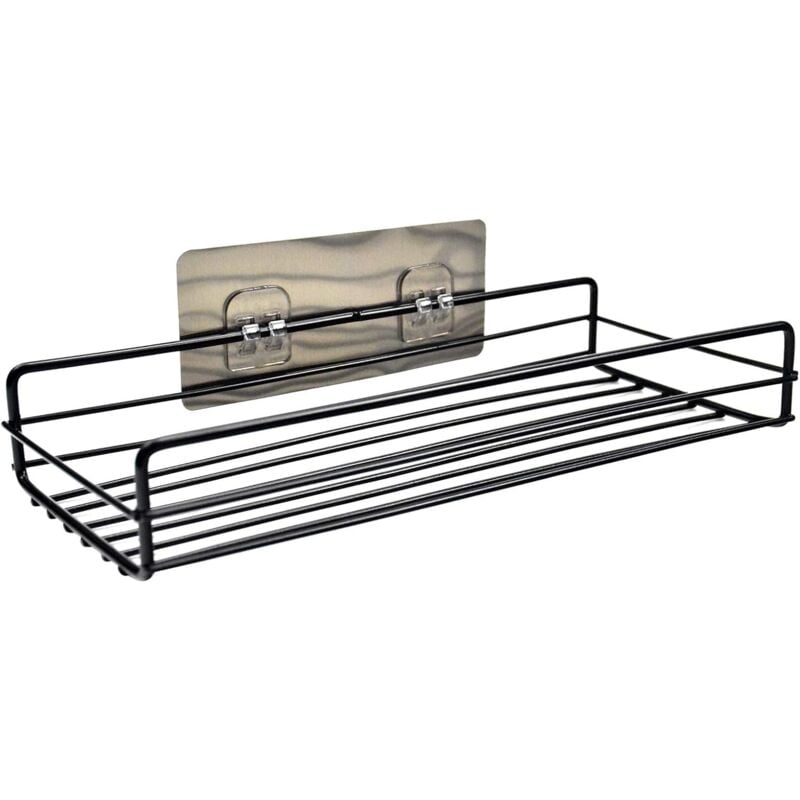 foto del prodotto zvd adhesive bathroom shelf, no drilling shower caddy, rectangular shower storage organizer, metal shower caddy for bathroom, kitchen black 