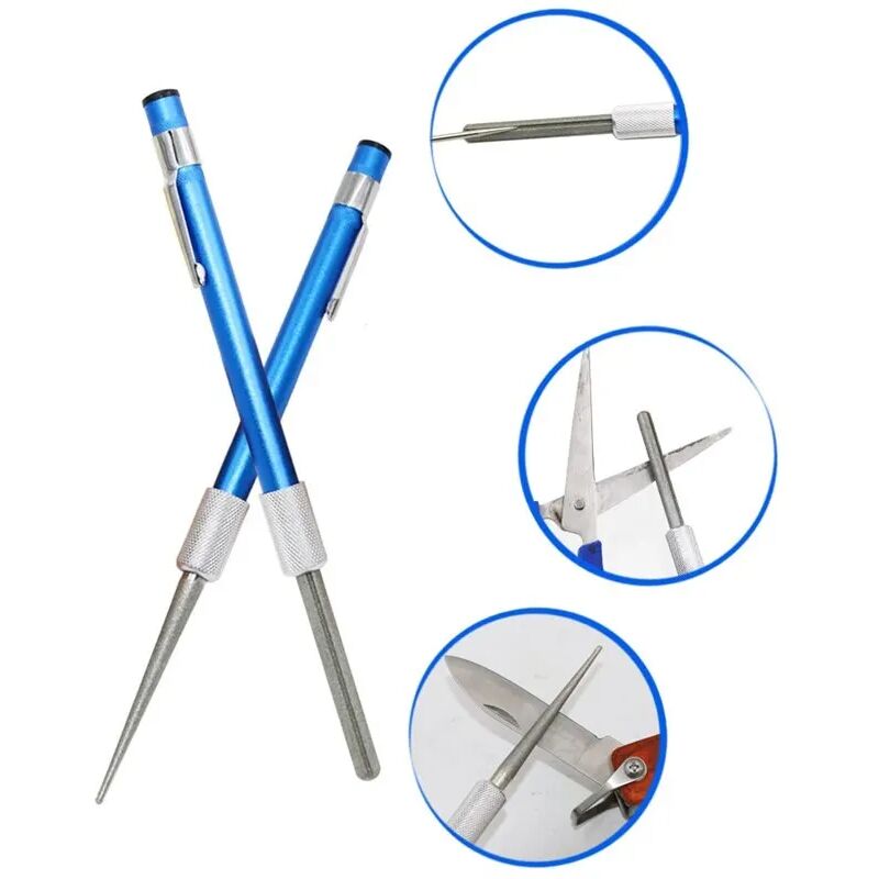 foto del prodotto zvd affilacoltelli portatile stile penna, grana diamantata, doppia testa, affilatura a scalpello, amo da pesca