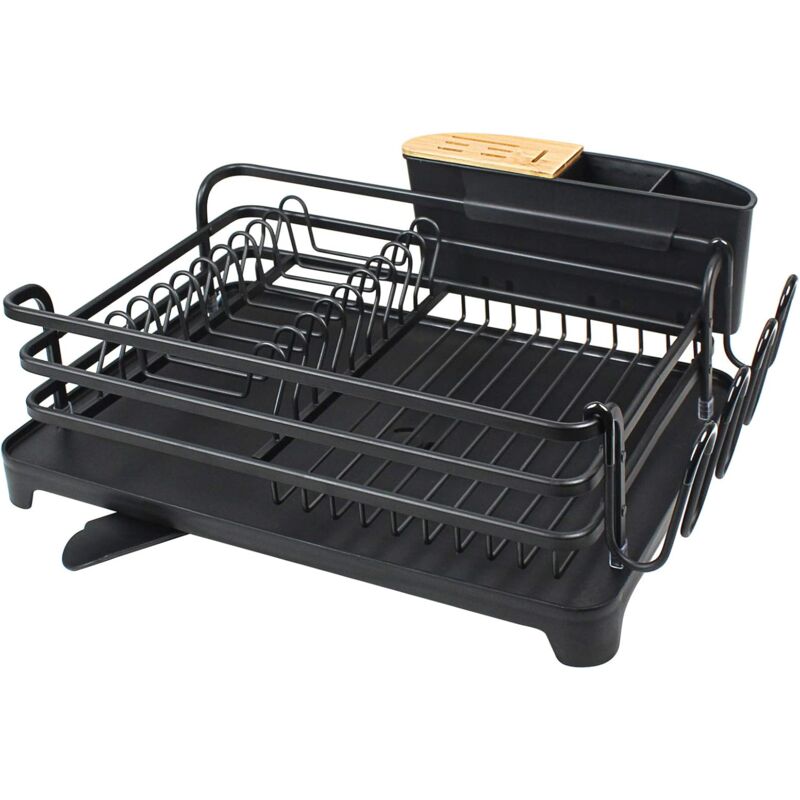 foto del prodotto zvd aluminum dish rack with removable tray, 41.9 x 29.9 x 13.4 cm, black