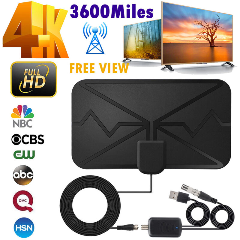 foto del prodotto zvd antenna tv digitale interna 4k amplificatore di segnale, 3600 miglia, ricezione hd, nero