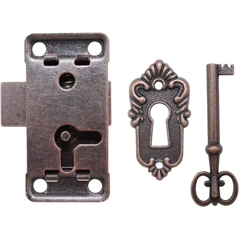 foto del prodotto zvd antique cabinet door lock, antique lock set decorative lock with keys and screws for mailboxes, lockers, cabinets, toolbox