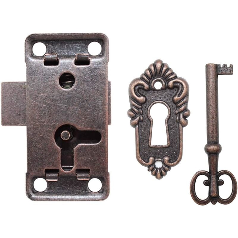 foto del prodotto zvd antique lock set antique lock and key, vintage design decorative furniture lock for jewelry box wooden box drawer cabinet antique box