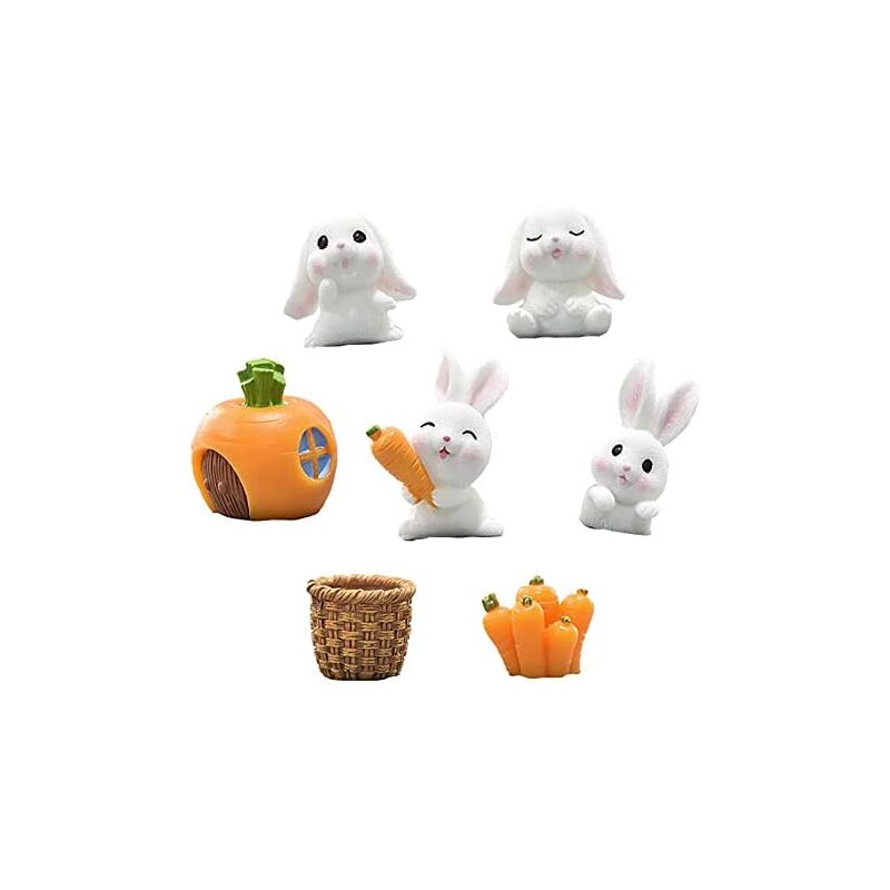 foto del prodotto zvd bambola decorativa da giardino con coniglio adorabile, 7 pezzi, personaggi di figure di coniglio, simpatici conigli, ornamenti in resina per