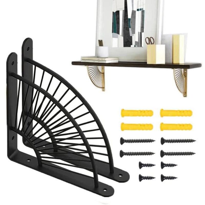 foto del prodotto zvd bracket bracket,2 pcs shelf brackets,shelf bracket corner brace,floating triangle bracket,corner brackets,black