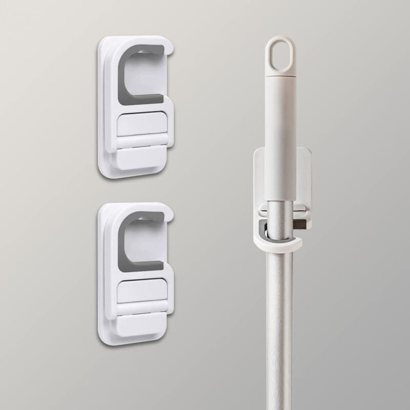 foto del prodotto zvd broom mop wall mounted mop holder 2 pack hassle free non slip self adhesive