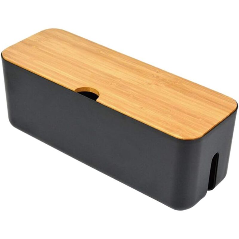 foto del prodotto zvd cable management storage box cord organizer household supplies cord organizer power strip cover box with black wooden lid