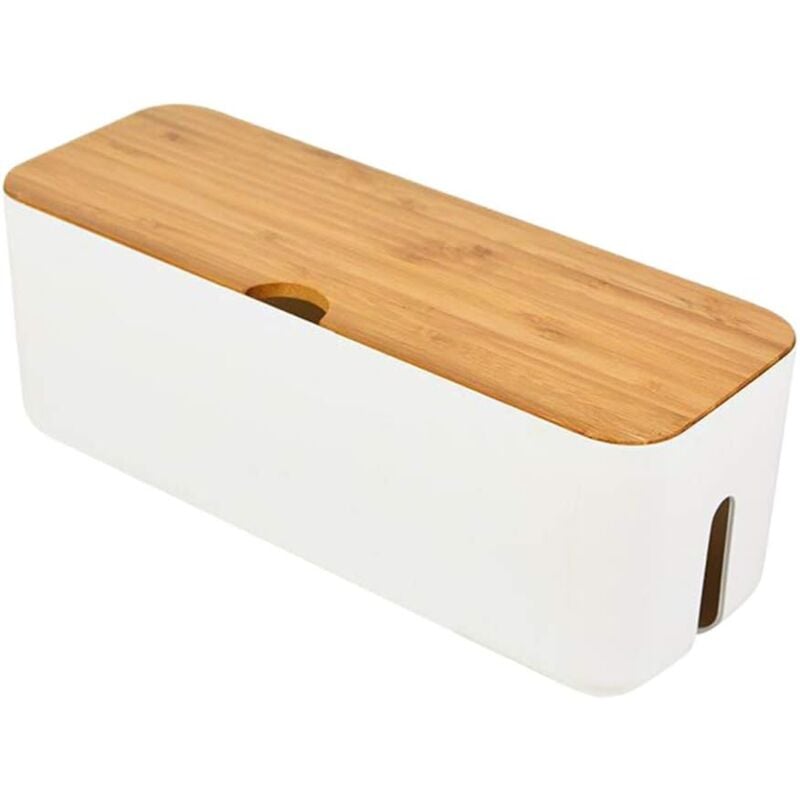 foto del prodotto zvd cable management storage box cord organizer household supplies cord organizer power strip cover box with white wooden lid