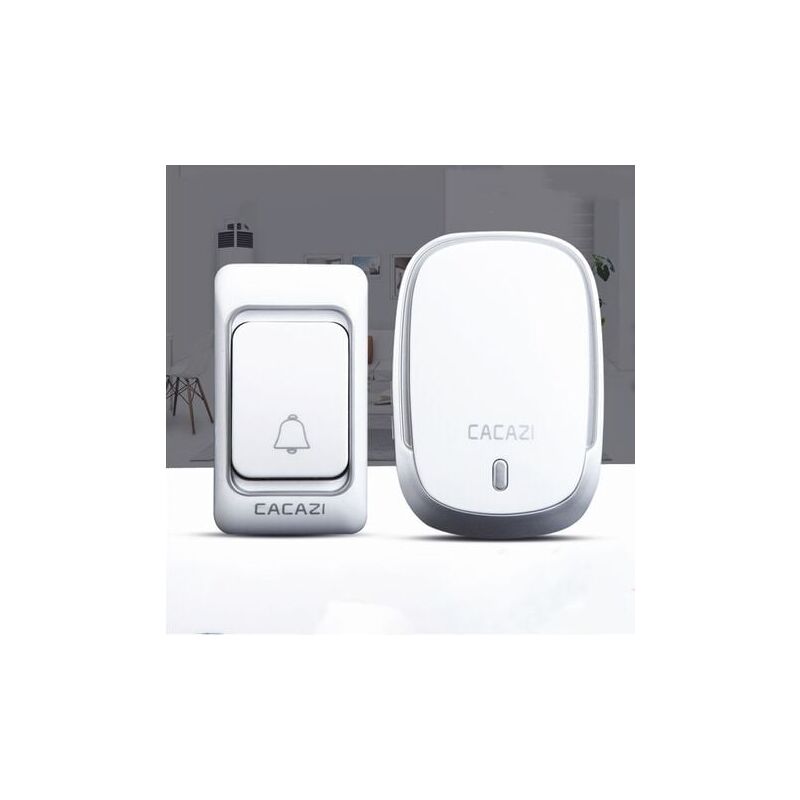 foto del prodotto zvd campanello wireless impermeabile portata 300 metri 1 trasmettitore e 1 ricevitore argento 