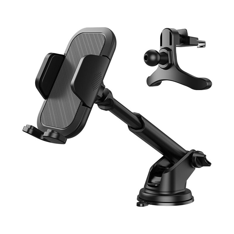foto del prodotto zvd car phone holder, universal car phone holder with clip and suction cup 360 rotation one handed operation.