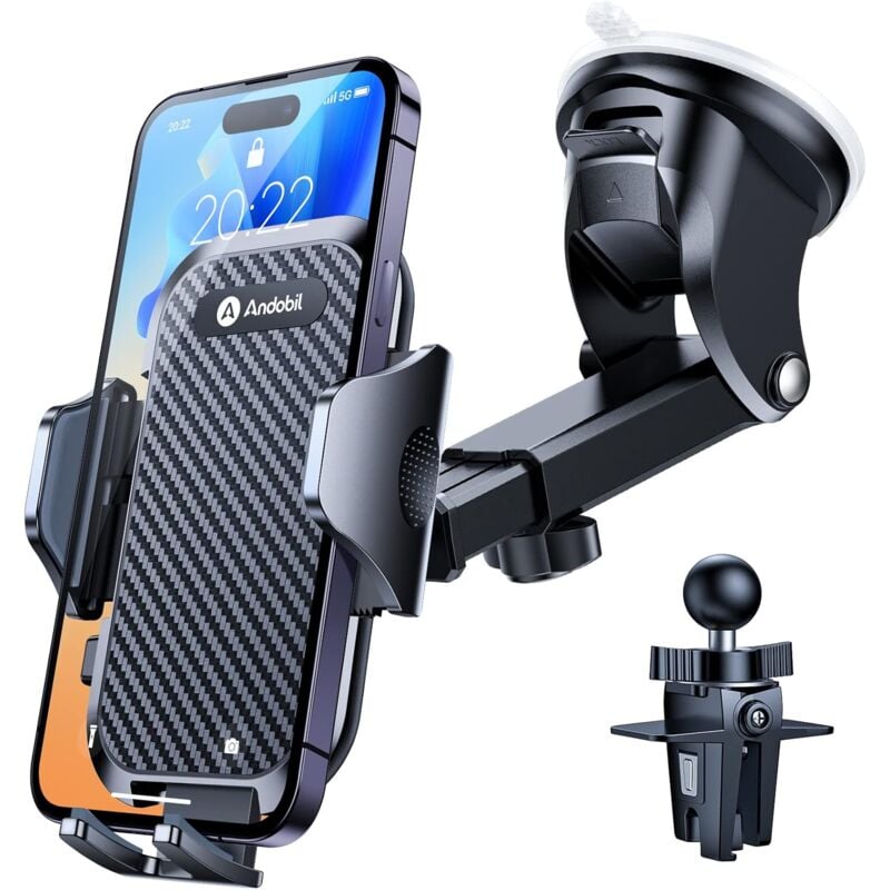 foto del prodotto zvd car phone holder, universal car phone holder with lip and suction cup 360 rotation one handed operation.