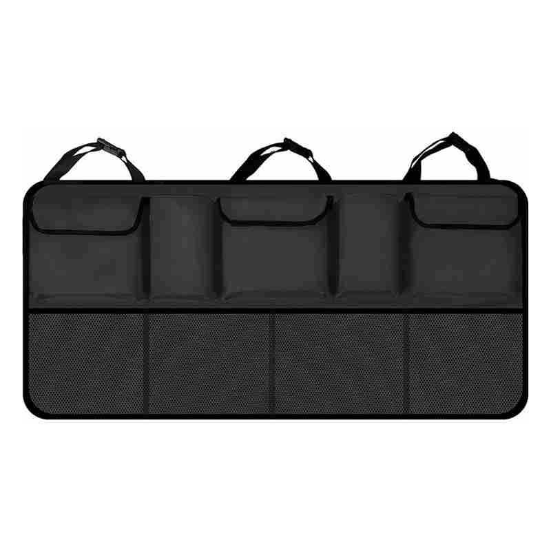 foto del prodotto zvd car trunk bag, car trunk organizer, multipurpose foldable car storage bag, mit 9 pockets rear seat storage with 3 adjustment straps fit many