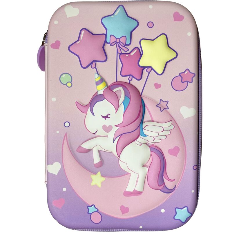 foto del prodotto zvd cartoon unicorn pencil case, pink large capacity pencil case for girls, cosmetic bag, stationery storage box, pencil case in l 