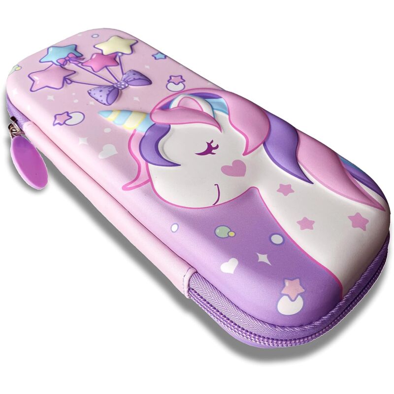 foto del prodotto zvd cartoon unicorn pencil case, pink large capacity pencil case for girls, cosmetic bag, stationery storage box, pencil case in s 