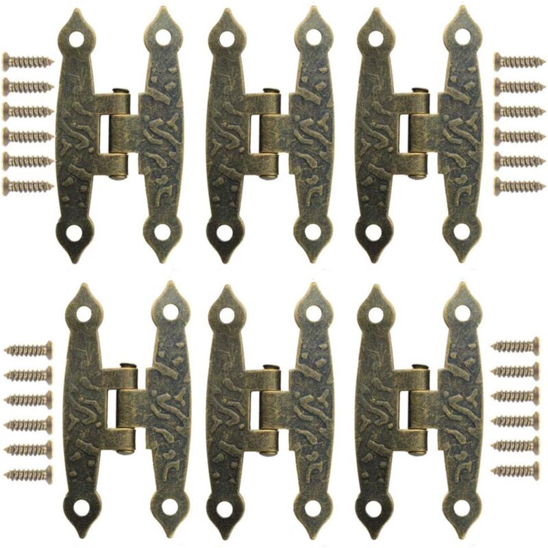 foto del prodotto zvd cerniera per mobili, 20 pezzi cerniere pieghevoli in metallo in stile retr in bronzo con viti per piccole porte per mobili retr da cassiere