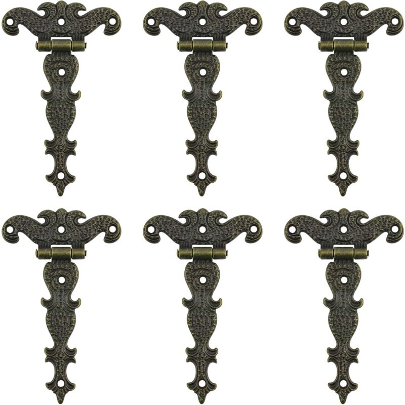 foto del prodotto zvd cerniera per mobili, cerniere antiche, 6 pezzi cerniere decorative in bronzo per ante di armadi, portagioie