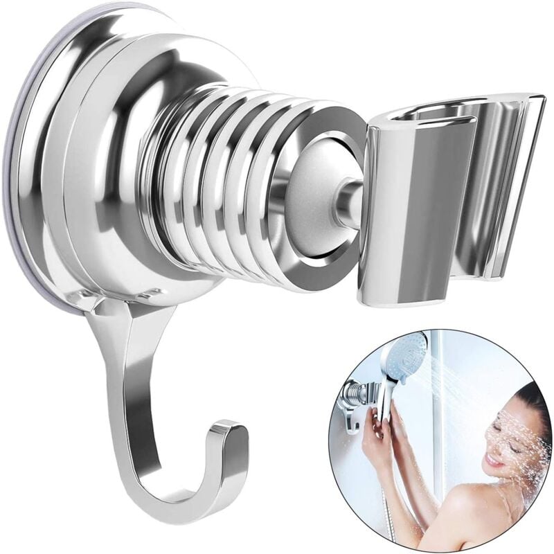 foto del prodotto zvd chrome replacement shower holder chrome 360 adjustable shower head holder removable shower wall holder adjustable suction cup chrome wall