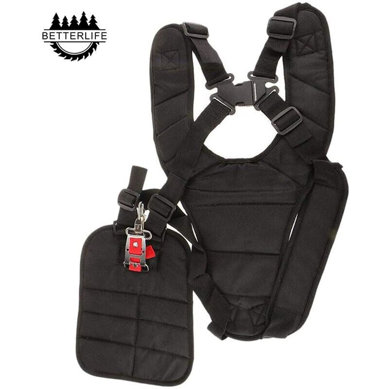 foto del prodotto zvd cinghie di sicurezza imbottite con imbracatura a doppia spalla per decespugliatore, tosaerba e decespugliatore, con bottone di sicurezza