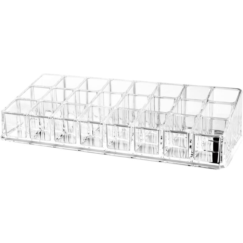 foto del prodotto zvd clear acrylic lipstick holder, 24 compartment lipstick organizer display stand cosmetic organizer for lipstick, brush, jewelry