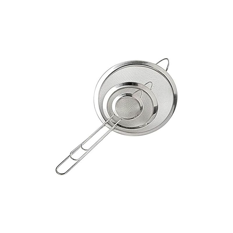 foto del prodotto zvd colino a maglie fini colapasta a maglie con manico 3 pezzi 7 12 18 cm per scolare tagliatelle riso verdure albume d uovo, cucina