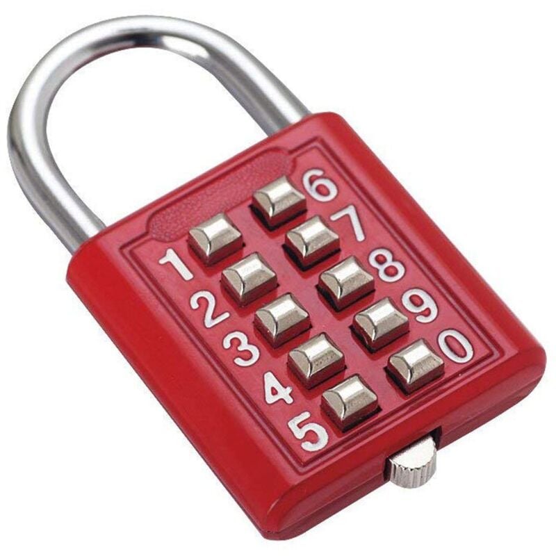 foto del prodotto zvd combination button safety padlock digital lock suitcase trunk door drawer box diy tools 10 digit 5 position lock mechanism red blind key